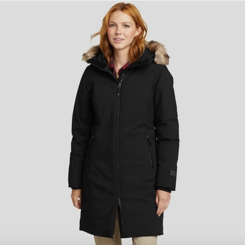 NEW! Eddie Bauer Black Down Parka Coat Size M